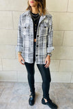 Plaid Print Pocketed Shirt Jacket