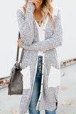 Solid Patchwork Long Striped Cardigan with Pockets