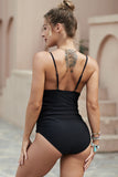Floral Leopard Contrast One-piece Swimsuit