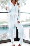 Multicolor Tie-dye Long Sleeve Shirt with Pants Lounge Set