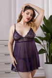 Lace Mesh Plus Size Babydoll with Thong
