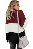 Turtleneck Color Block Pullover Sweater
