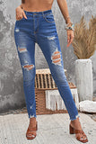 Slits Hollow-out High Waist Jeans