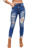 Slits Hollow-out High Waist Jeans