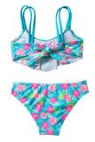 Girls’ Ruffle Flower Print Two Piece Swimsuit Set