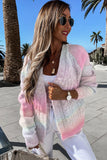 Multicolor Gradient Open Front Colorblock Tie-dye Cardigan