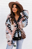 Oversized Aztec Buttons Front Cardigan