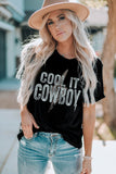 Black COOL IT COWBOY Short Sleeve Graphic Tee