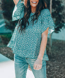 Floral Tiered Top with Ruffles