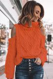 Turtleneck Cold Shoulder Textured Sweater