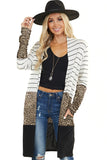 Plaid Colorblock Striped Cardigan