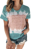 Tie-dyed Color Block Print T-shirt