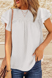 Tiered Sleeve Frilled Neck Dotted Top