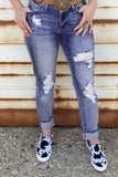 Splatter Boyfriend Straight Ripped Jeans