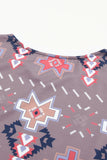 Khaki Geometric Aztec Solid Contrast Top