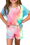 Girl's Tie Dye T Shirt and Drawstring Shorts Set