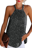 Khaki Dotted Print Tank with Slit