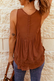 Lace Detail Buttons Back Sleeveless Top