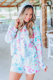 Sky Blue Leopard Print Hoodie and Shorts Set