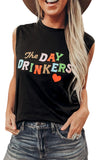 The DAY DRINKERS Letters Print Gray Tank Top