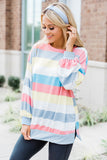 Striped Colorblock Long Sleeve Pullover Sweatshirt