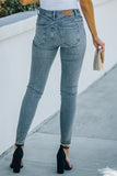 Gray Faded Skinny Jeans with Pockets
