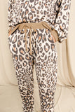 Print Long Sleeve Top and Drawstring Pants Loungewear