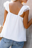 V Neck Flutter Lace Flowy Tank Tops