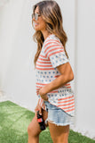 Stars and Stripes Print Crisscross Neck Tee