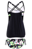 Layered-Style Floral Tankini with Triangular Briefs