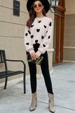 Heart Pattern Ribbed Trim Knit Sweater