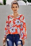 Boho Print Balloon Sleeve Blouse