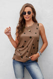 Star Print Knit Tank with Slits
