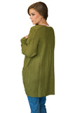 Army Green Long Open Front Pocket Cardigan