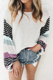 Striped Colorblock Long Sleeve Knit Top