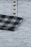 Plaid Splicing Kangaroo Pocket Buttoned Hoodie