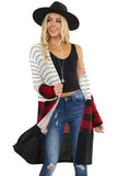 Plaid Colorblock Striped Cardigan