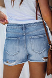 High Waist Frayed Denim Shorts