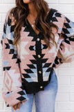 Oversized Aztec Buttons Front Cardigan