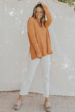 Distressed Seam Trim Waffle Knit Top