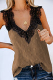 Lace Swiss Dots V Neck Tank