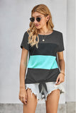 Color Block Panel Front T-shirt with Knot