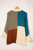 Color Block Loose Open Front Knitted Cardigan