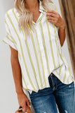 Striped Short Sleeve Buttoned Pocket Shirt