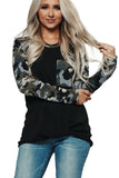Camo Contrast Long Sleeve Top