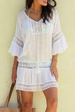 Flare Sleeves White Swimsuit Cover Up