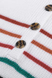 V Neck Striped Pattern Knit Tank Top with Buttons