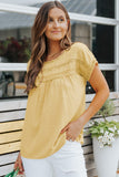 Swiss Dot Lace Splicing Short Sleeve Top