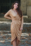 Sequins Wrapped Ruched Irregular Dress
