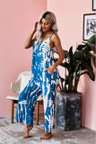 Spaghetti Strap Tie Dye Baggy Long Pants Romper